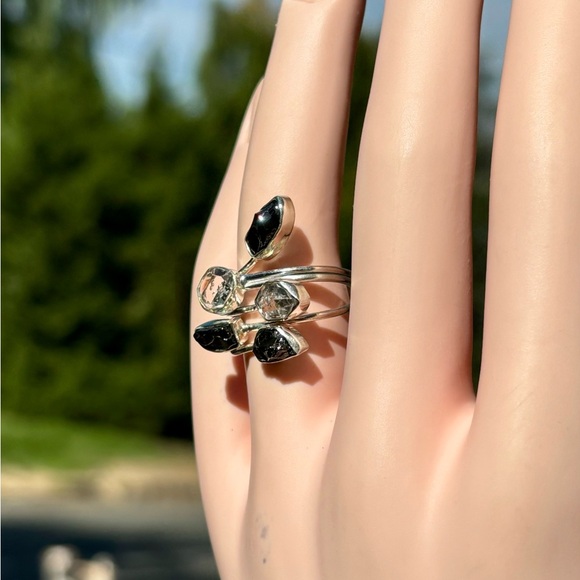 Shungite & Herkimer Diamond Ring